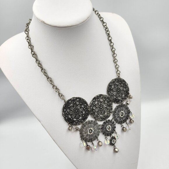 Metal Circular Statement Necklace - Picture 4 of 8